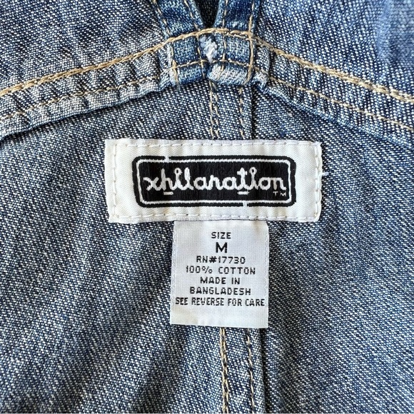 VTG 90s Y2K Xhilaration Cotton Denim Bib Overalls Medium Wash Pockets GUC Medium - Picture 8 of 9